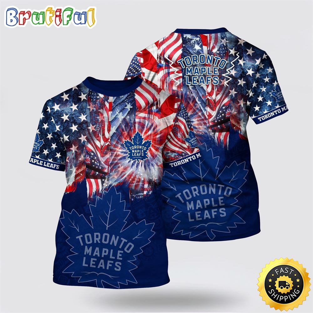 NHL Toronto Maple Leafs All Over Print T Shirt With American Independence Day Pattern Summer T Shirt 1 vchfkt.jpg