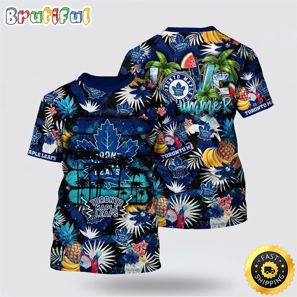 NHL Toronto Maple Leafs All Over Print T Shirt With Tropical Fruits Summer T Shirt 1 ahpjlc.jpg