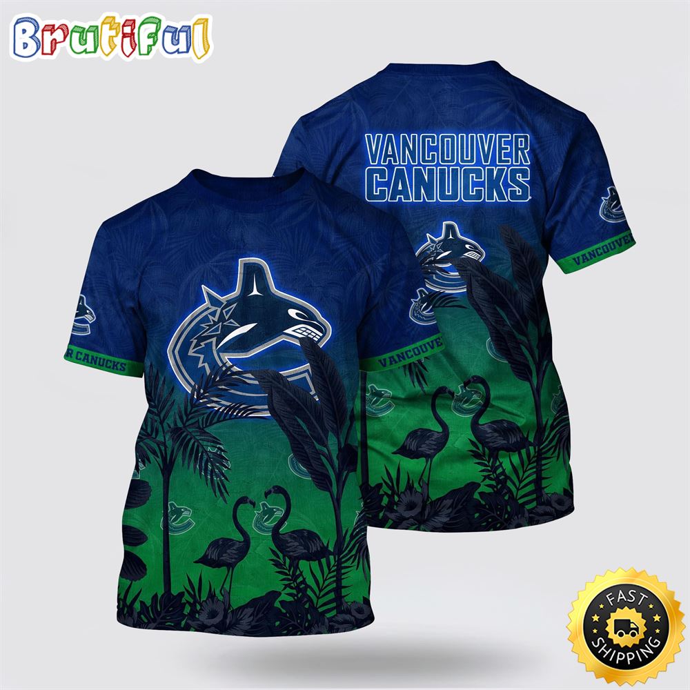 NHL Vancouver Canucks All Over Print T Shirt Tropical Flamingo Pattern Summer T Shirt 1 abrnih.jpg