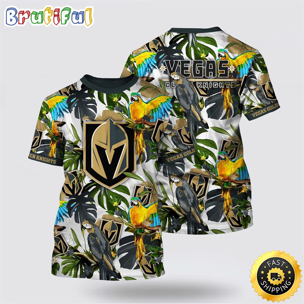 NHL Vegas Golden Knights All Over Print T Shirt Tropical Parrot Pattern Summer T Shirt 1 lao7hj.jpg