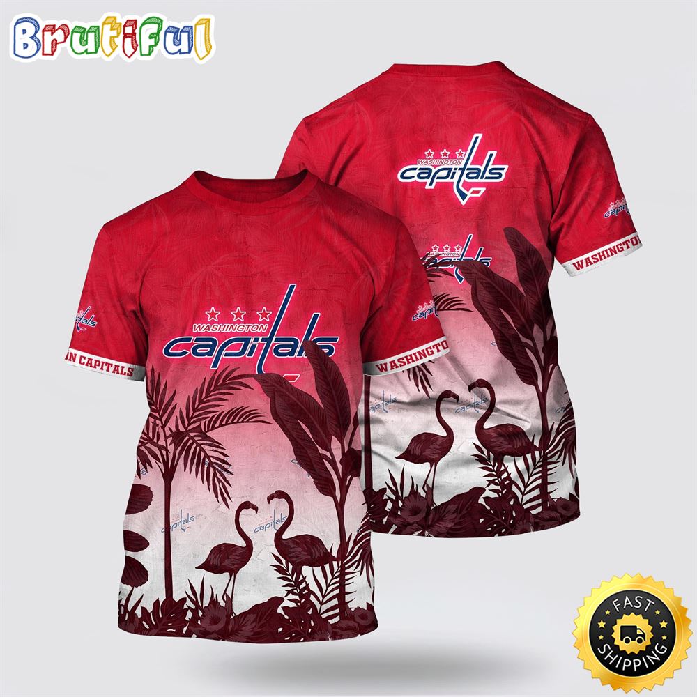 NHL Washington Capitals All Over Print T Shirt Tropical Flamingo Pattern Summer T Shirt 1 srqdpn.jpg