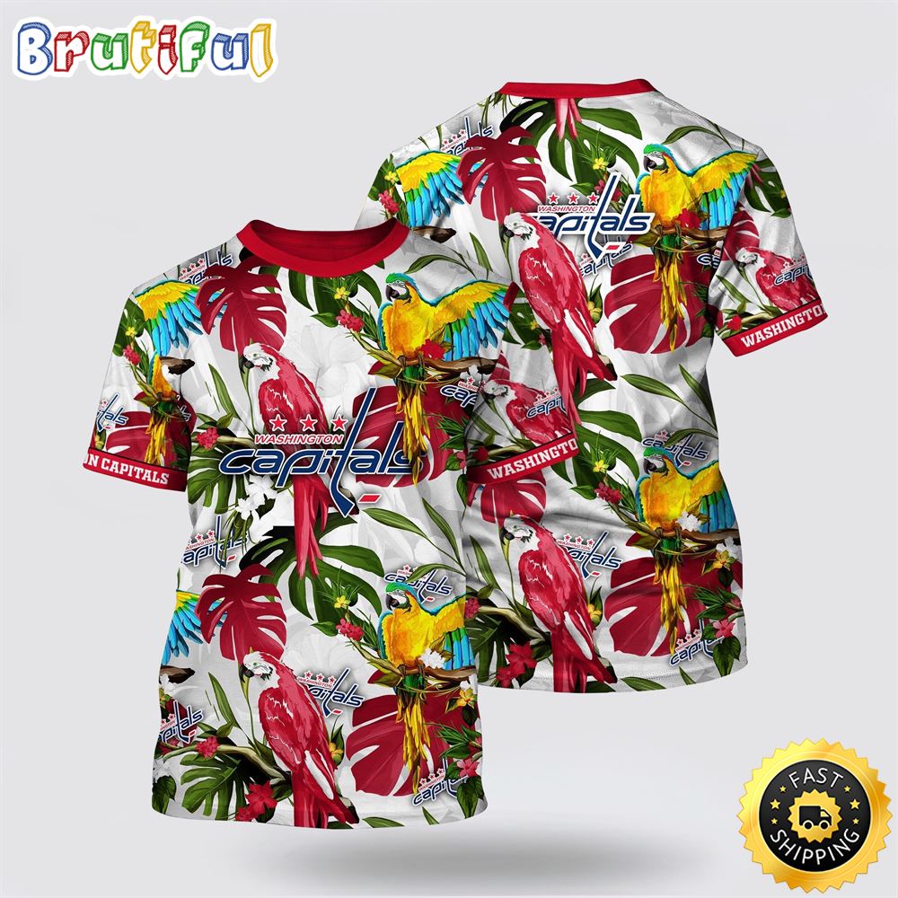 NHL Washington Capitals All Over Print T Shirt Tropical Parrot Pattern Summer T Shirt 1 cllj8j.jpg