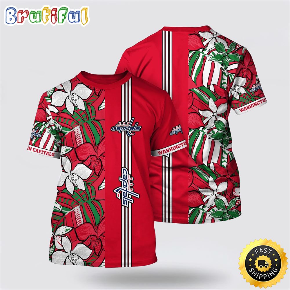 NHL Washington Capitals All Over Print T Shirt Tropical Tropical Forest Floral Pattern Summer T Shirt 1 ikf8dk.jpg
