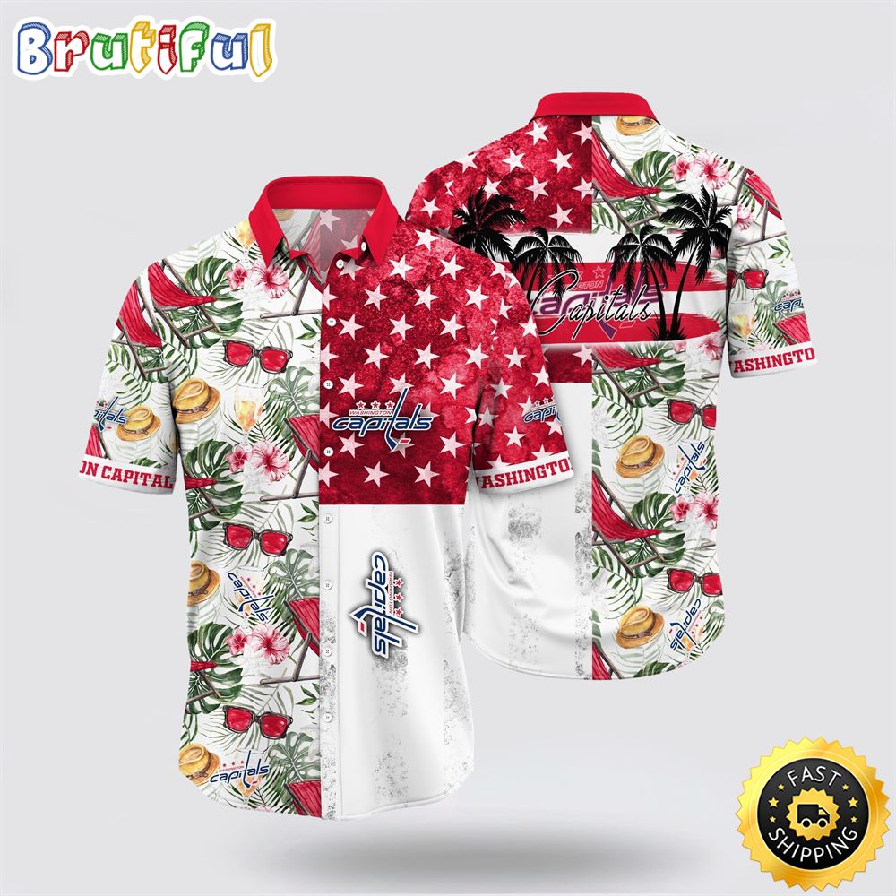 NHL Washington Capitals Hawaiian Shirt Tropical Hat And Glasses Pattern Summer Hawaiian Shirt 1 t9es1y.jpg