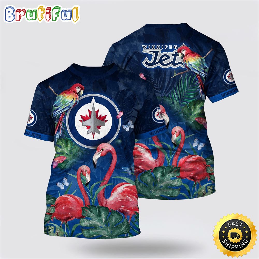 NHL Winnipeg Jets All Over Print T Shirt Tropical Parrot And Flamingo Motifs Summer T Shirt 1 x7djmi.jpg