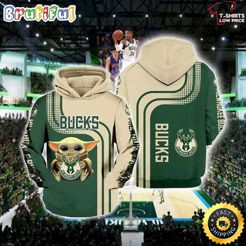 Nba Milwaukee Bucks Baby Yoda 3d Hoodie All Over Printed j8ahxn