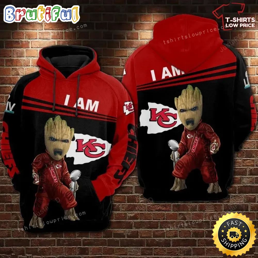Nfl Football Kansas City Chiefs Groot With Super Bowl Cup 3d All Over Print Hoodie erkkef