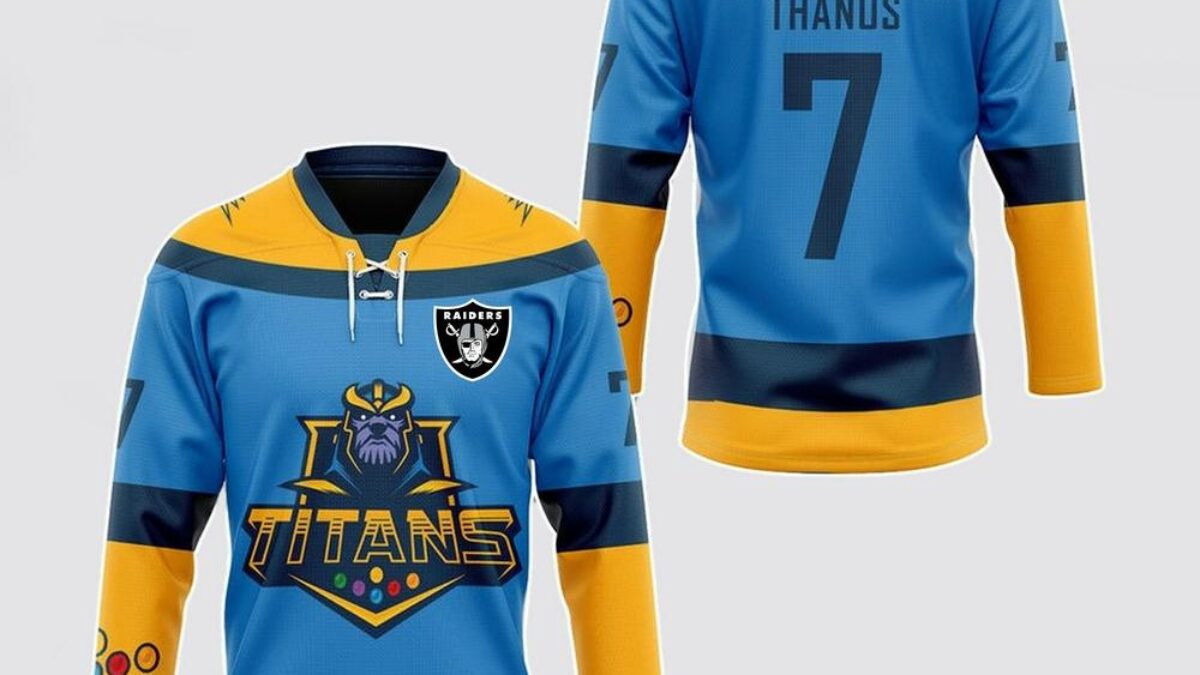 Personalized NFL Las Vegas Raiders Hockey Jersey Thanos Marvel
