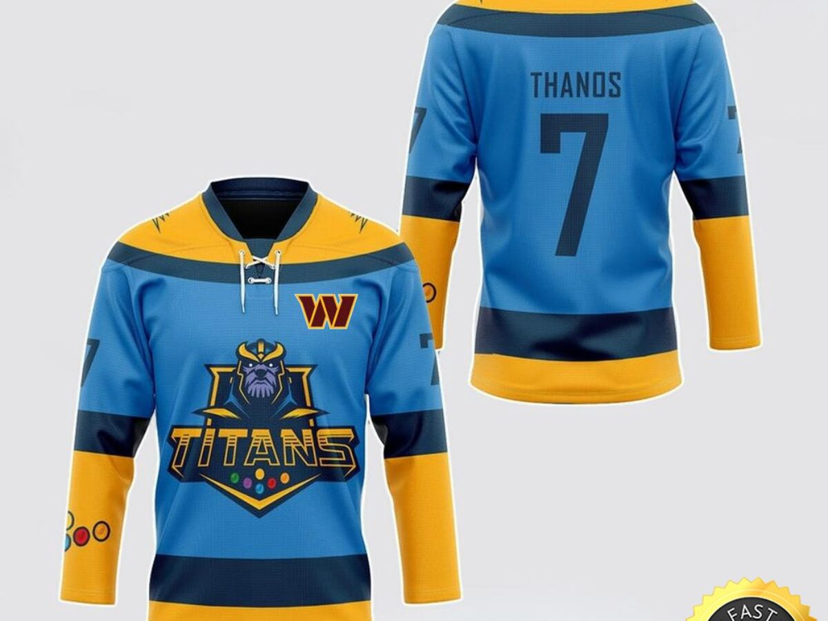 ジャンアンツ　リバーシブル　ゲームシャツ　NFL Personalized NFL Washington Commanders Hockey Jersey Thanos Marvel