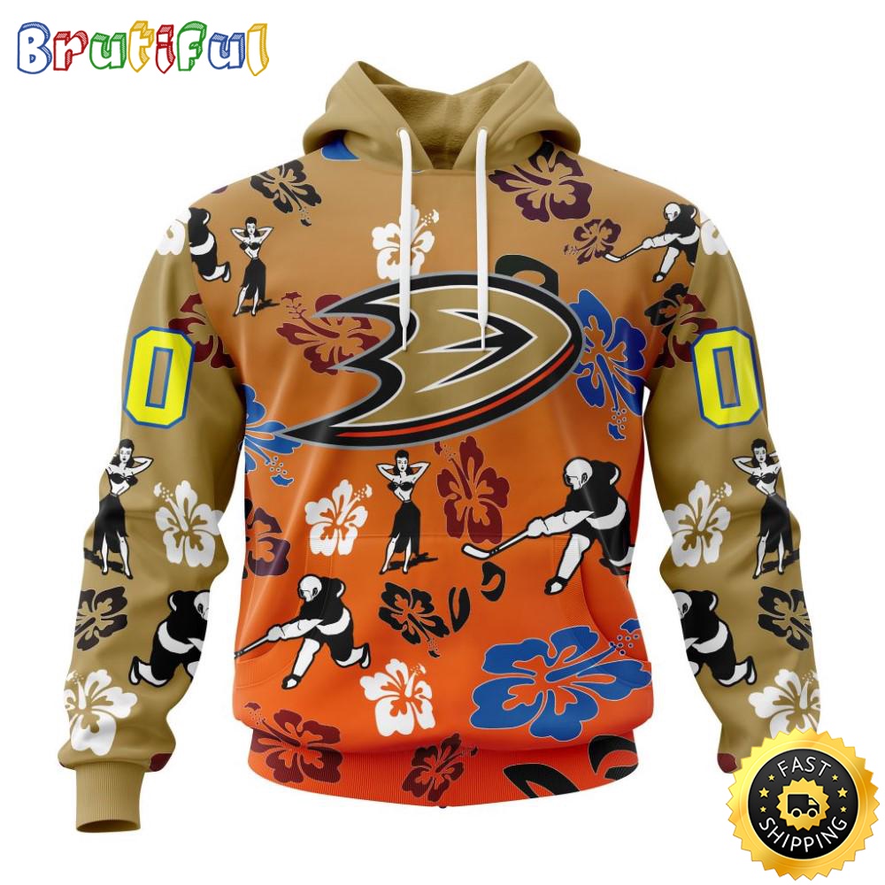 Personalized NHL Anaheim Ducks Hoodie Hawaiian Style Design For Fans Unisex 3D Hoodie rd45kj