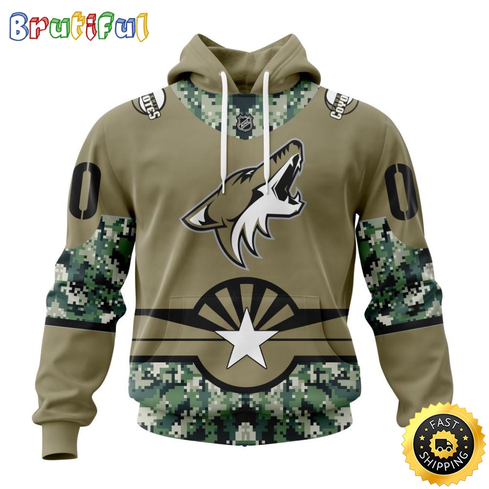 Personalized NHL Arizona Coyotes Hoodie Military Camo With City Or State Flag 3D Hoodie Unisex Tshirt Hoodie yb92jv