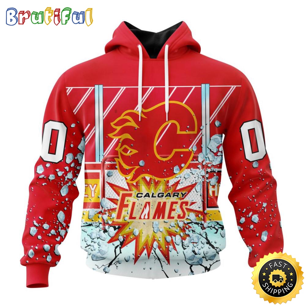 Personalized NHL Calgary Flames Hoodie With Ice Hockey Arena 3D Hoodie Unisex Tshirt Hoodie c2ixtq