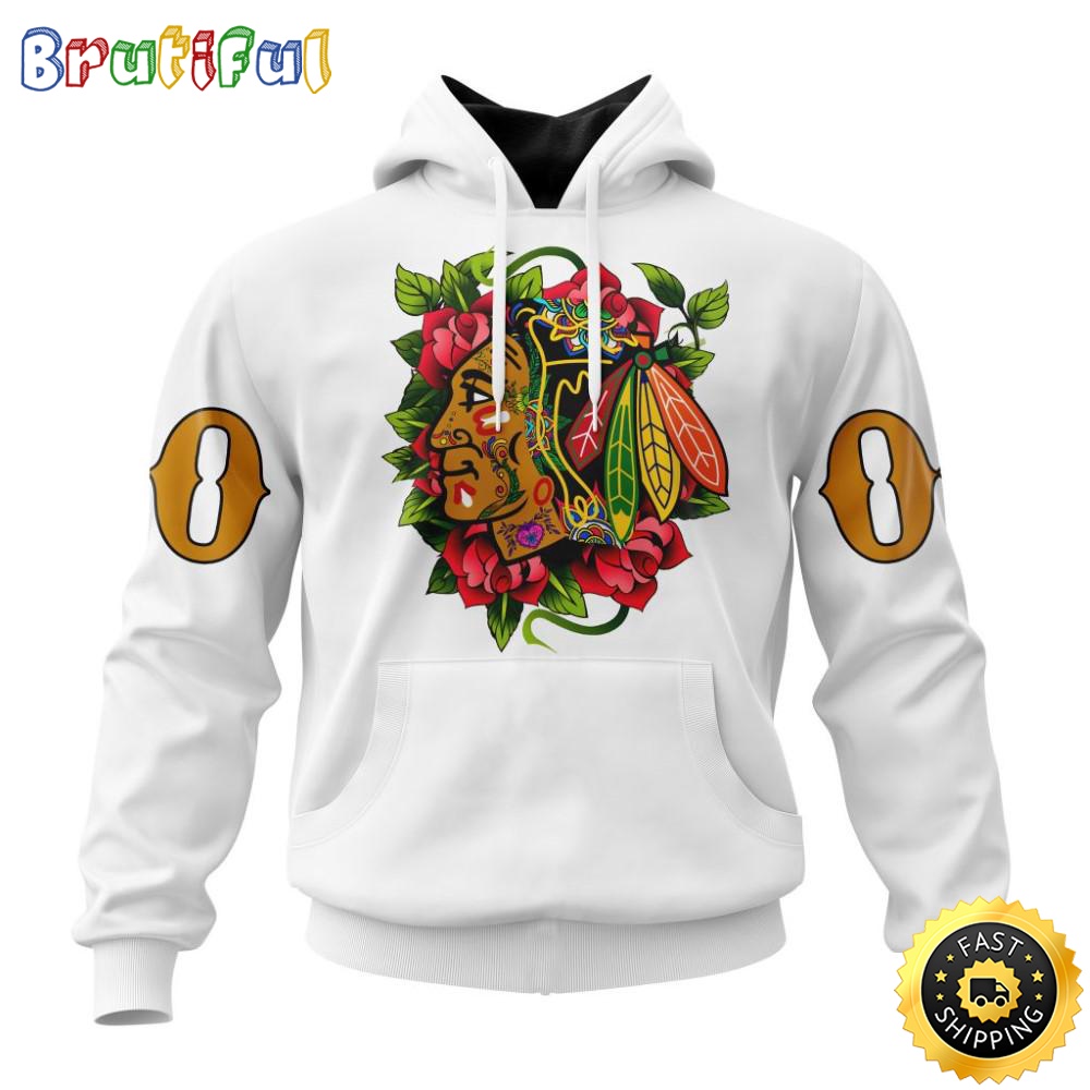 Personalized NHL Chicago BlackHawks Hoodie Specialized Dia De Muertos 3D Hoodie Unisex Tshirt Hoodie pyxrn2