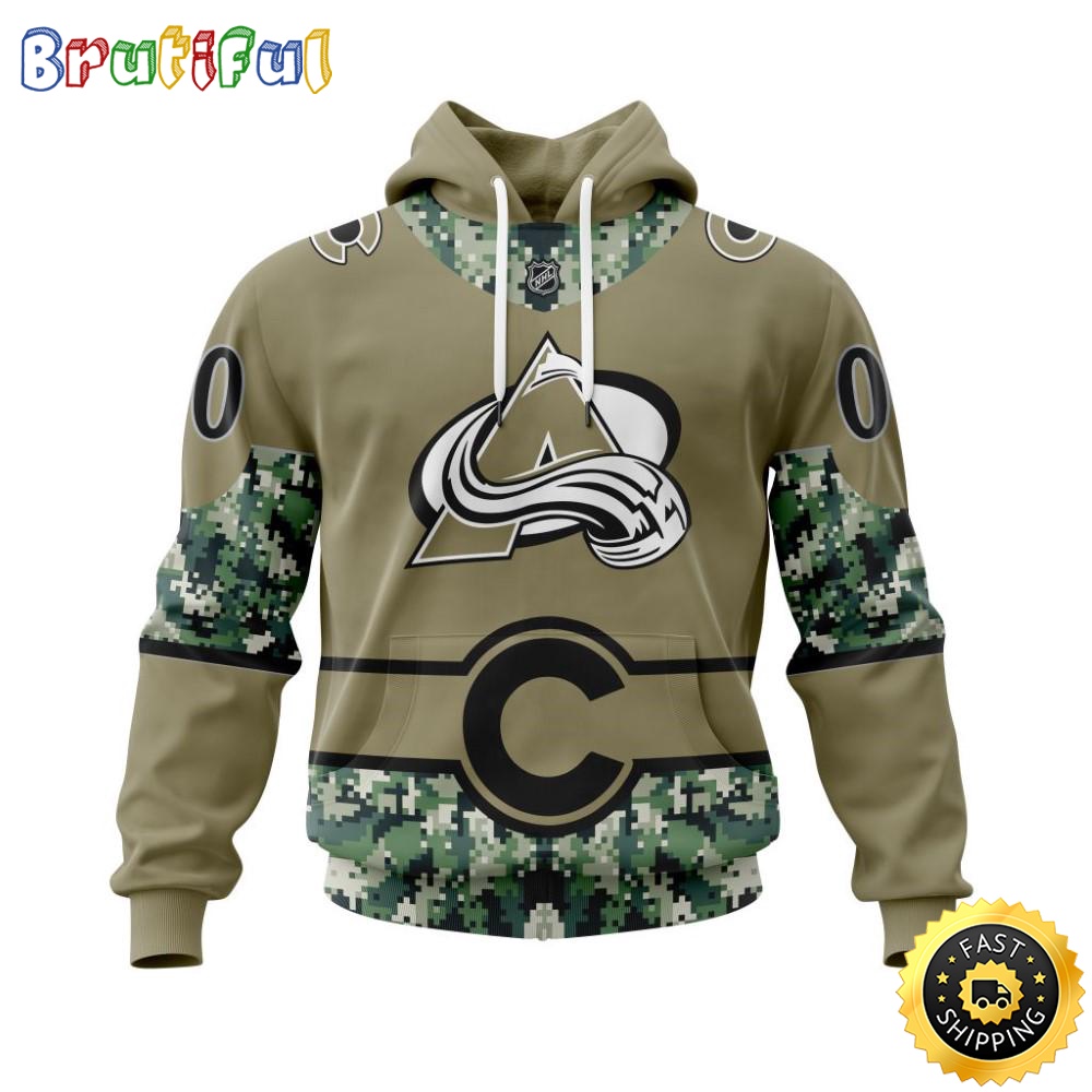 Personalized NHL Colorado Avalanche Hoodie Military Camo With City Or State Flag 3D Hoodie Unisex Tshirt Hoodie wqpbh6