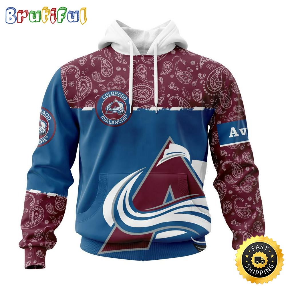 Personalized NHL Colorado Avalanche Hoodie Specialized Hockey With Paisley All Over Print Hoodie Unisex Tshirt Hoodie bcoasr