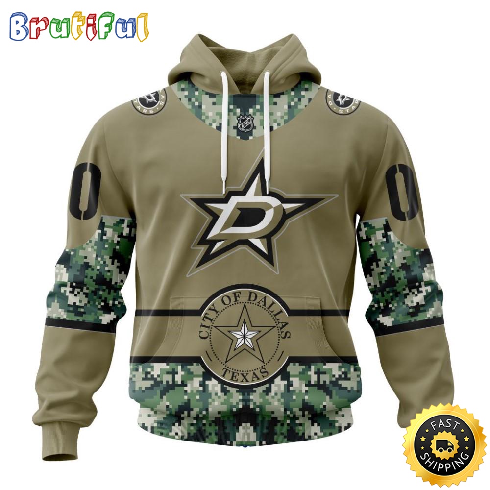 Personalized NHL Dallas Stars Hoodie Military Camo With City Or State Flag 3D Hoodie Unisex Tshirt Hoodie fzcr3p