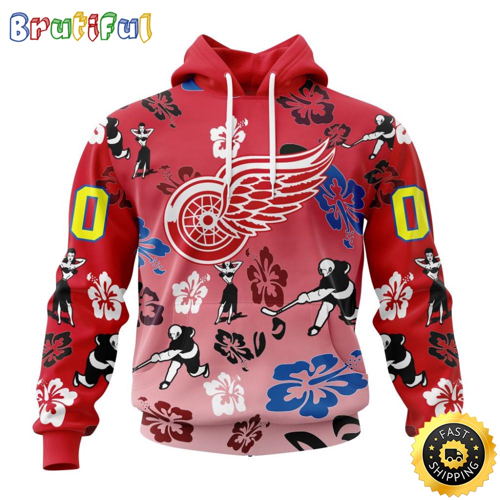 Personalized NHL Detroit Red Wings Hoodie Hawaiian Style Design For Fans Unisex 3D Hoodie cvwvnb