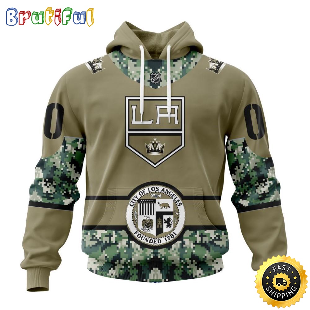 Personalized NHL Los Angeles Kings Hoodie Military Camo With City Or State Flag 3D Hoodie Unisex Tshirt Hoodie j747l3