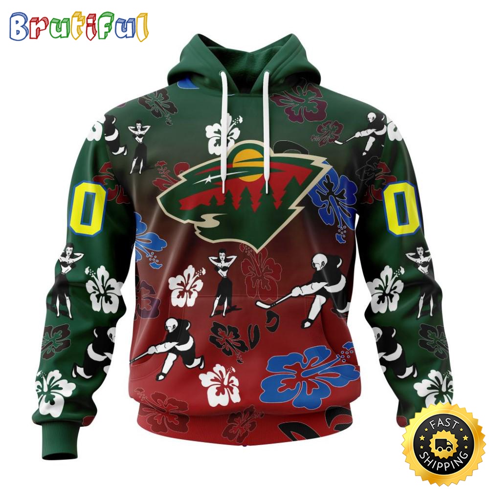 Personalized NHL Minnesota Wild Hoodie Hawaiian Style Design For Fans Unisex 3D Hoodie sr2bzp