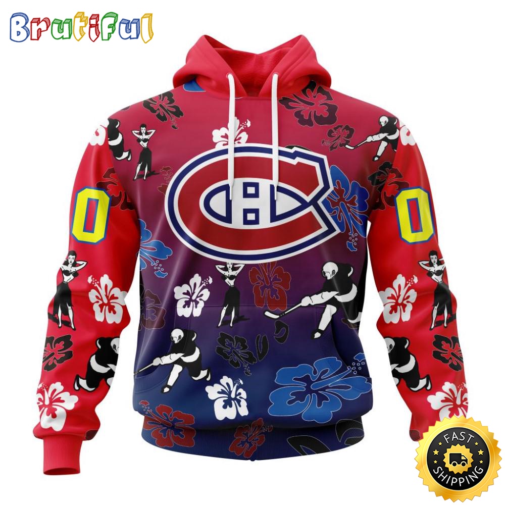 Personalized NHL Montreal Canadiens Hoodie Hawaiian Style Design For Fans Unisex 3D Hoodie zgwf7p