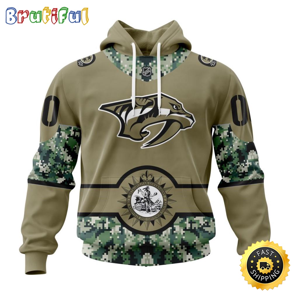 Personalized NHL Nashville Predators Hoodie Military Camo With City Or State Flag 3D Hoodie Unisex Tshirt Hoodie pkcnrc