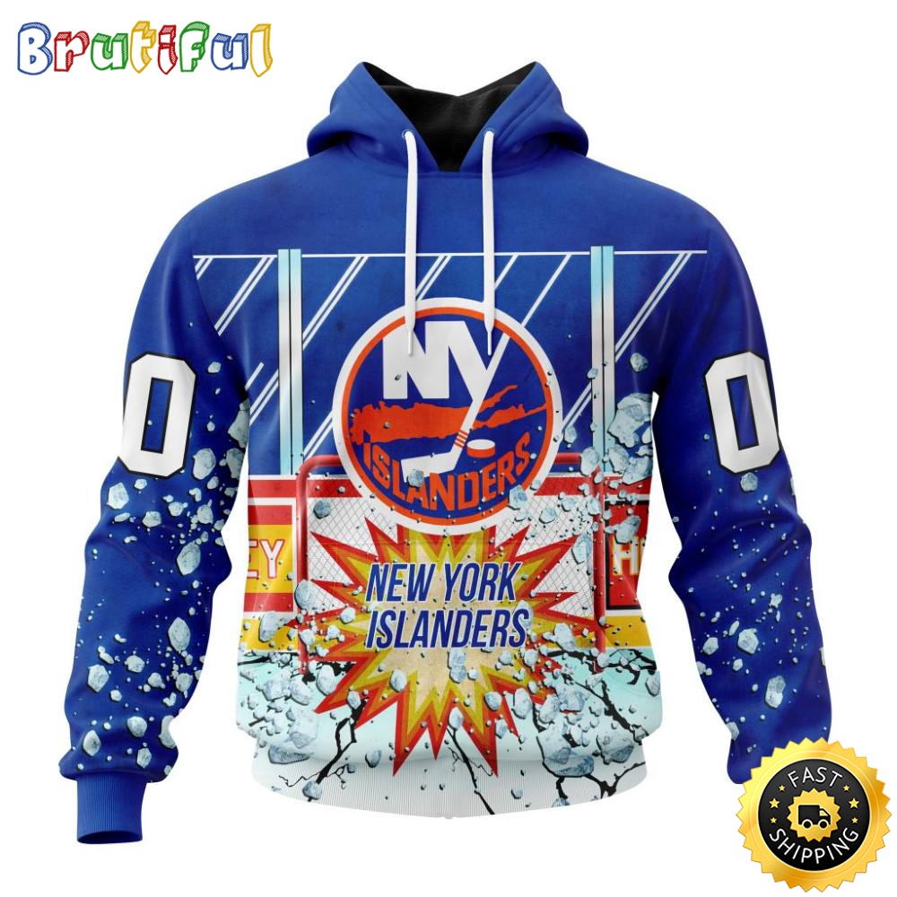 Personalized NHL New York Islanders Hoodie With Ice Hockey Arena 3D Hoodie Unisex Tshirt Hoodie r59ady