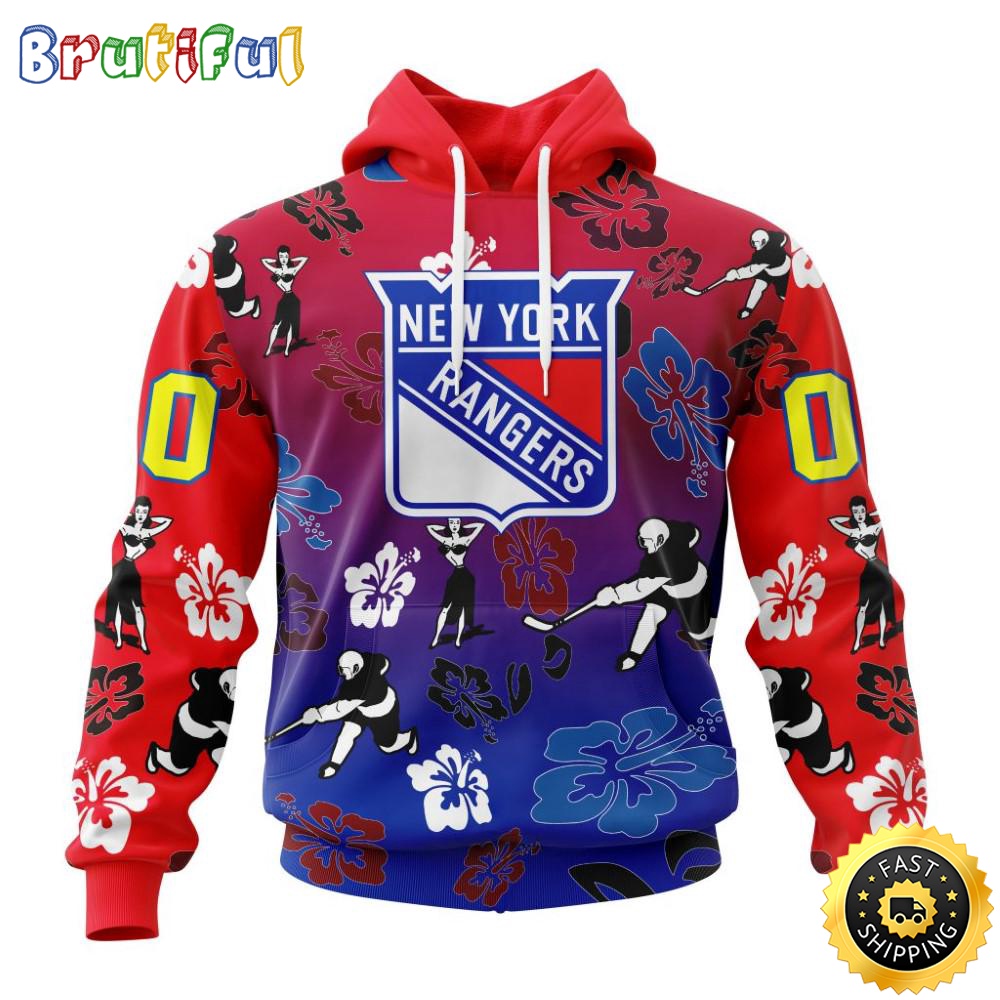 Personalized NHL New York Rangers Hoodie Hawaiian Style Design For Fans Unisex 3D Hoodie qc1u7b