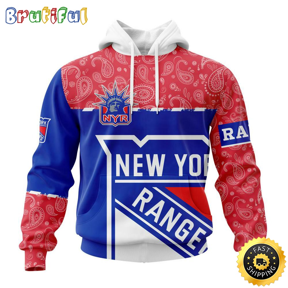 Personalized NHL New York Rangers Hoodie Specialized Hockey With Paisley All Over Print Hoodie Unisex Tshirt Hoodie bjo0es
