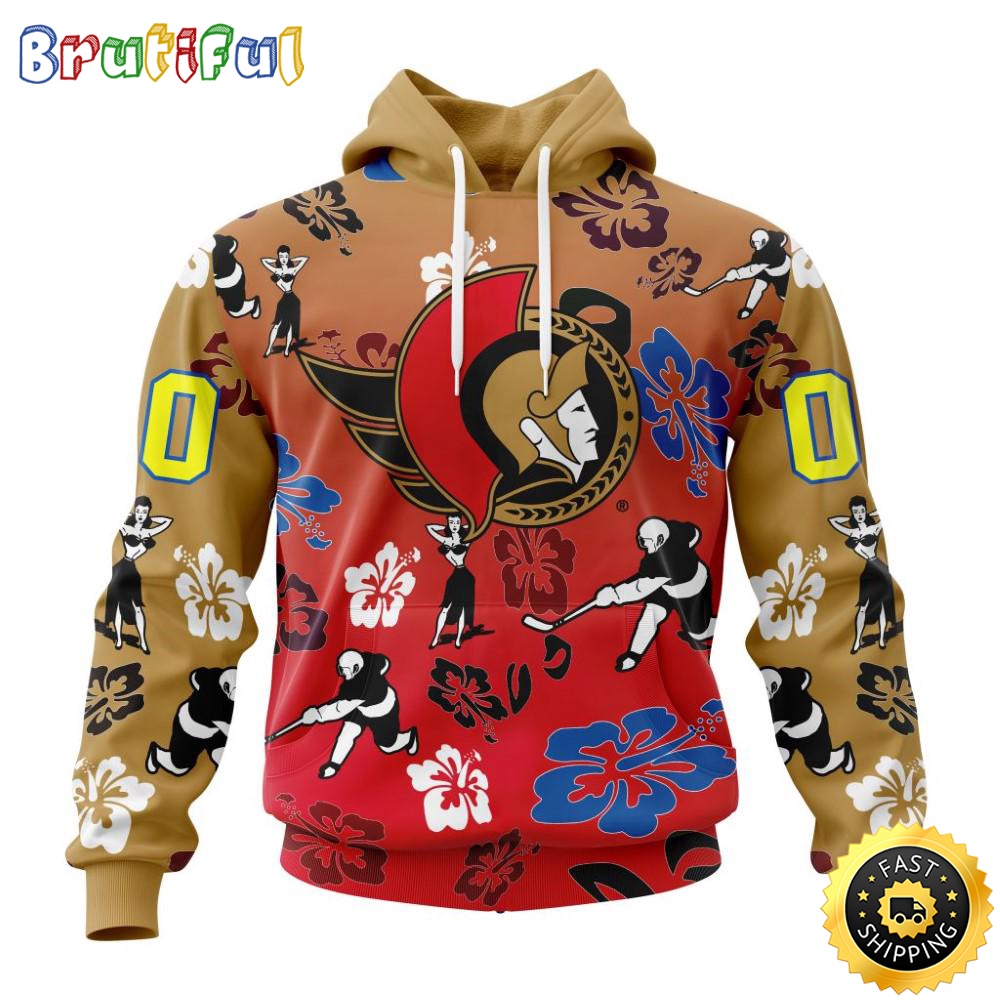 Personalized NHL Ottawa Senators Hoodie Hawaiian Style Design For Fans Unisex 3D Hoodie xjmnqf