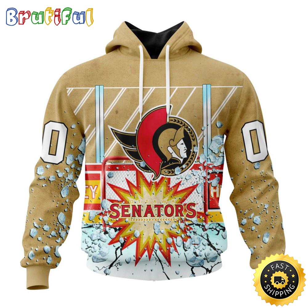 Personalized NHL Ottawa Senators Hoodie With Ice Hockey Arena 3D Hoodie Unisex Tshirt Hoodie n3ukfn