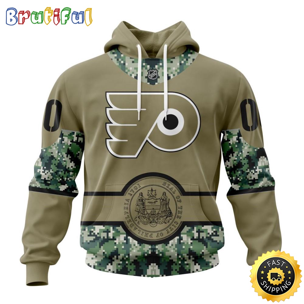 Personalized NHL Philadelphia Flyers Hoodie Military Camo With City Or State Flag 3D Hoodie Unisex Tshirt Hoodie eqgfea