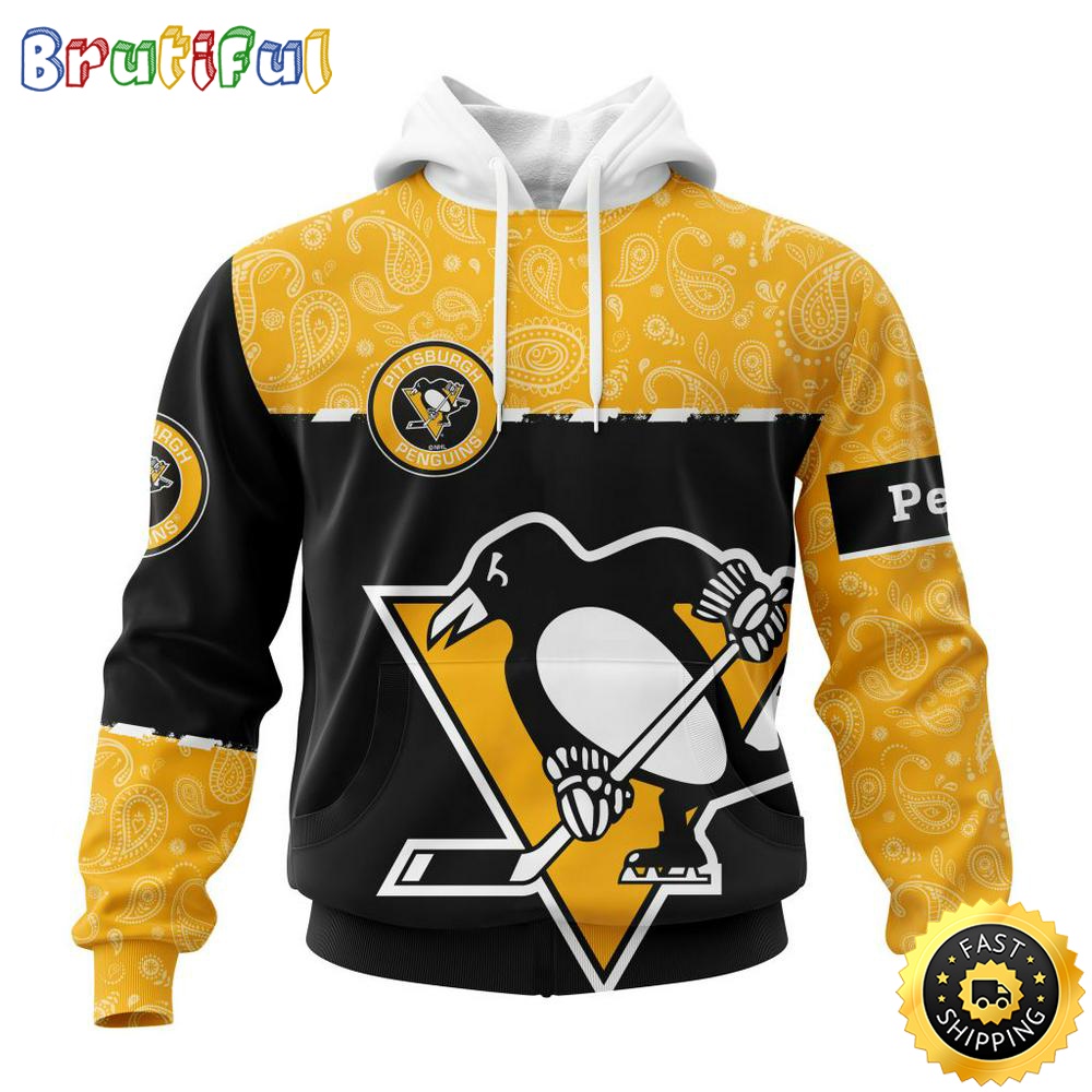 Personalized NHL Pittsburgh Penguins Hoodie Specialized Hockey With Paisley All Over Print Hoodie Unisex Tshirt Hoodie aprrnq
