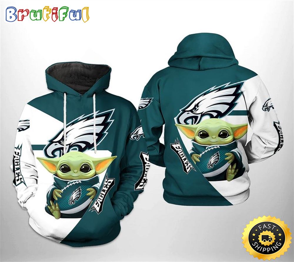 Philadelphia Eagles Baby Yoda Designs For Men Women 3d Hoodie All Over Printed zltmth
