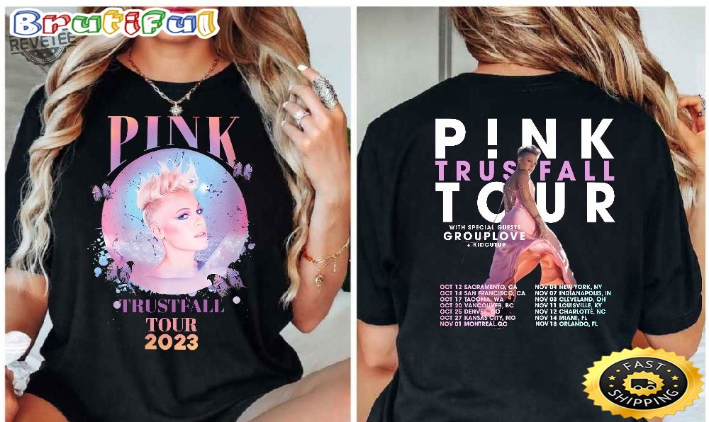 Pink Trustfall Tour 2023 Trustfall Album Tee Pink Singer Tour Music Festival Shirt Concert Apparel Tour Tshirt qa9hub