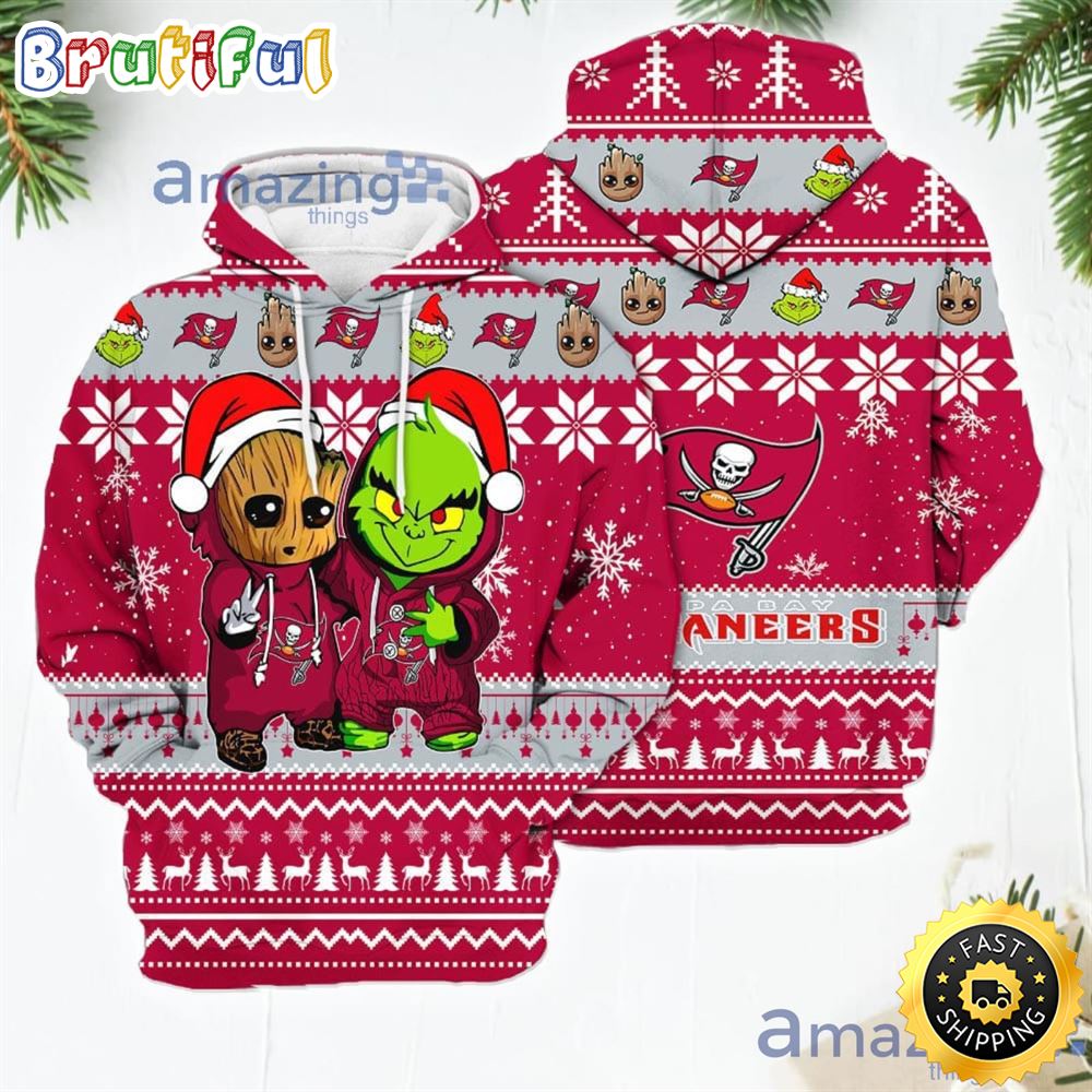 Tampa Bay Buccaneers Baby Groot And Grinch Best Friends New Trends Christmas Gift 3D Hoodie For Men And Women h5krml
