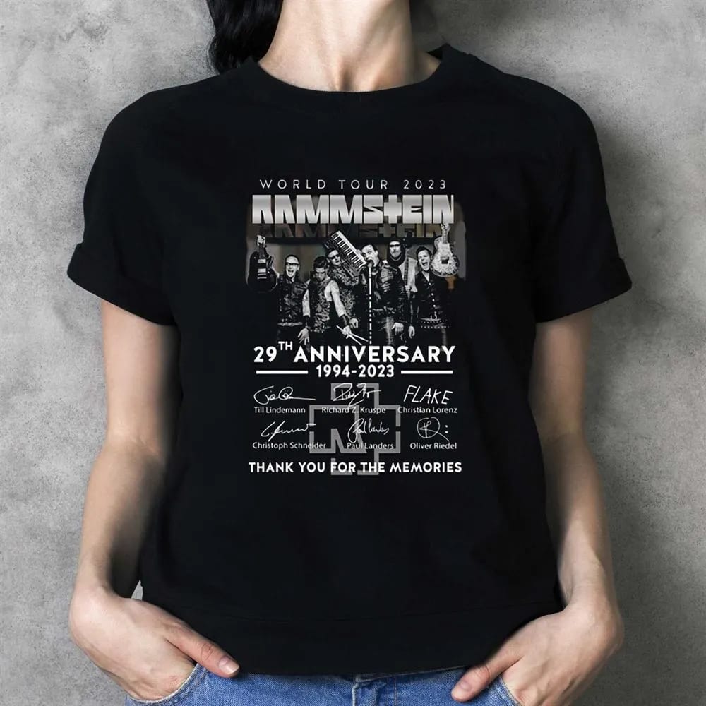 World Tour 2023 Rammstein 29th Anniversary 1994 2023 Thank You For The Memories T shirt vi4bet.jpg
