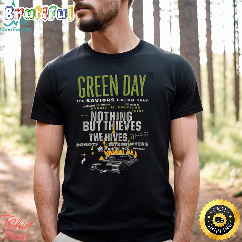 2024 Green Day The Saviors Tour Dates 2 Sides T Shirt