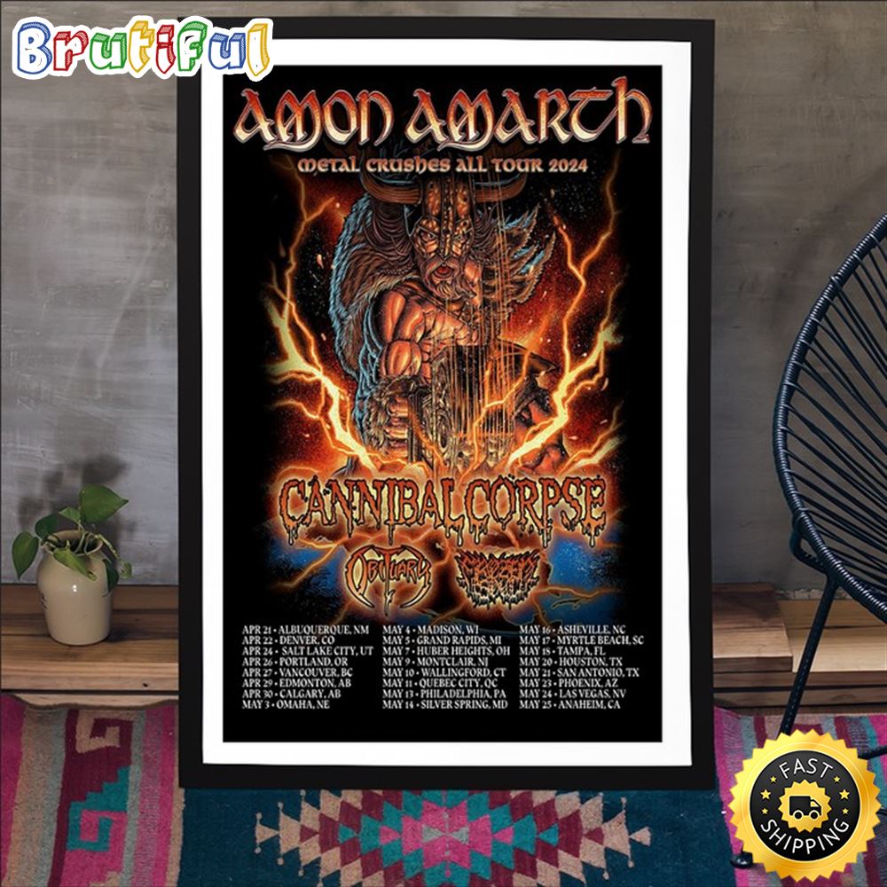 Amon Amarth Metal Crushes All 2024 Tour Poster