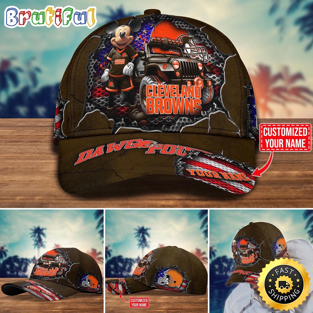 Cleveland Browns Baseball Cap Mickey Mouse Customize Cap