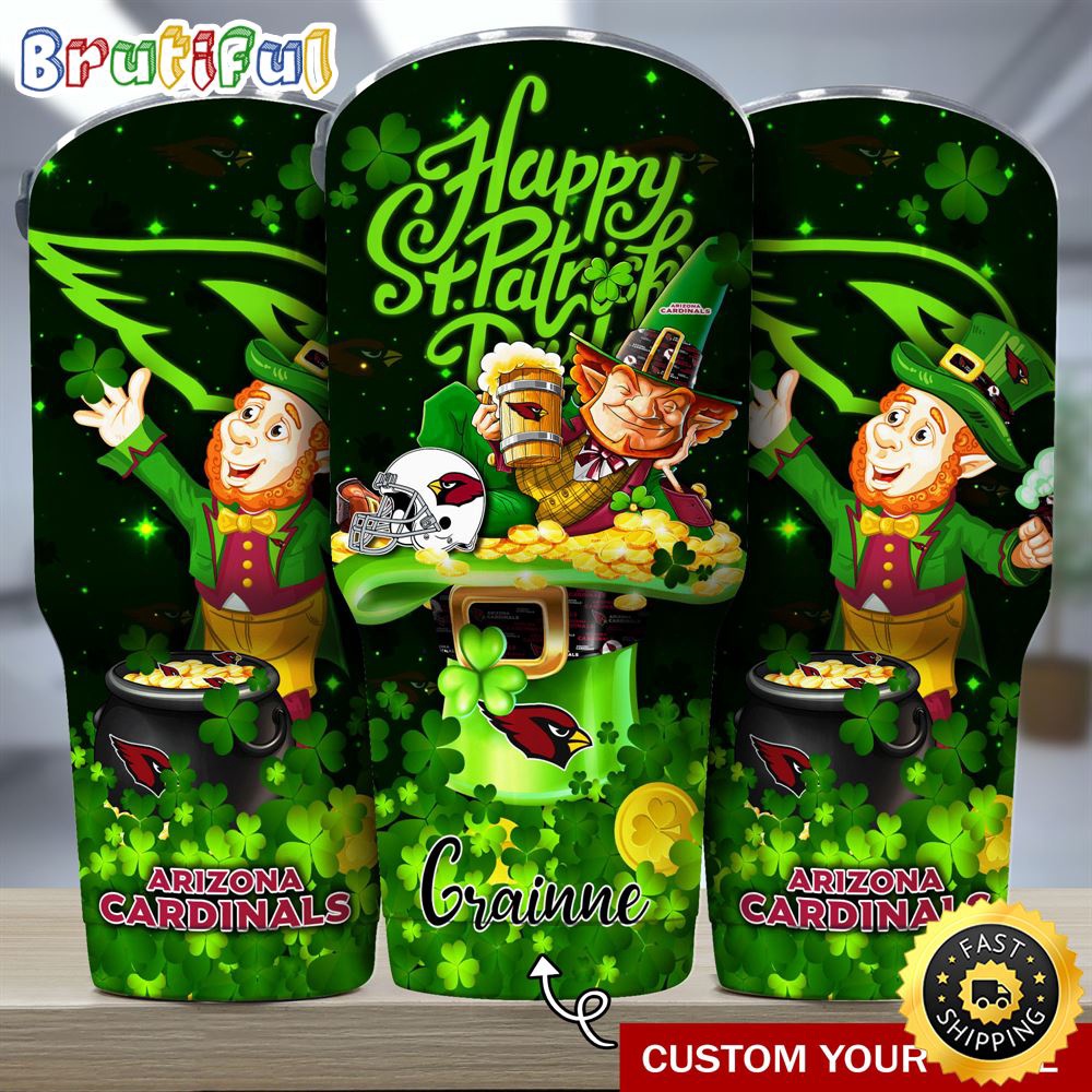 Custom Name NFL Arizona Cardinals Tumbler The Saint Patricks Day Tumbler For Fans tup0yw.jpg