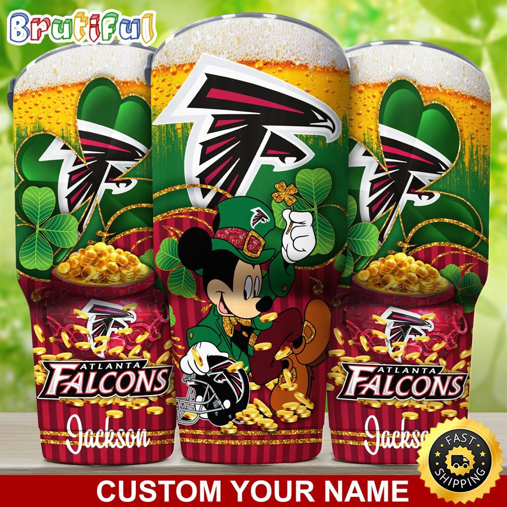 Custom Name NFL Atlanta Falcons Tumbler Nfl Tumbler Patricks Day Mickey For Sports Fans gn0vqi.jpg