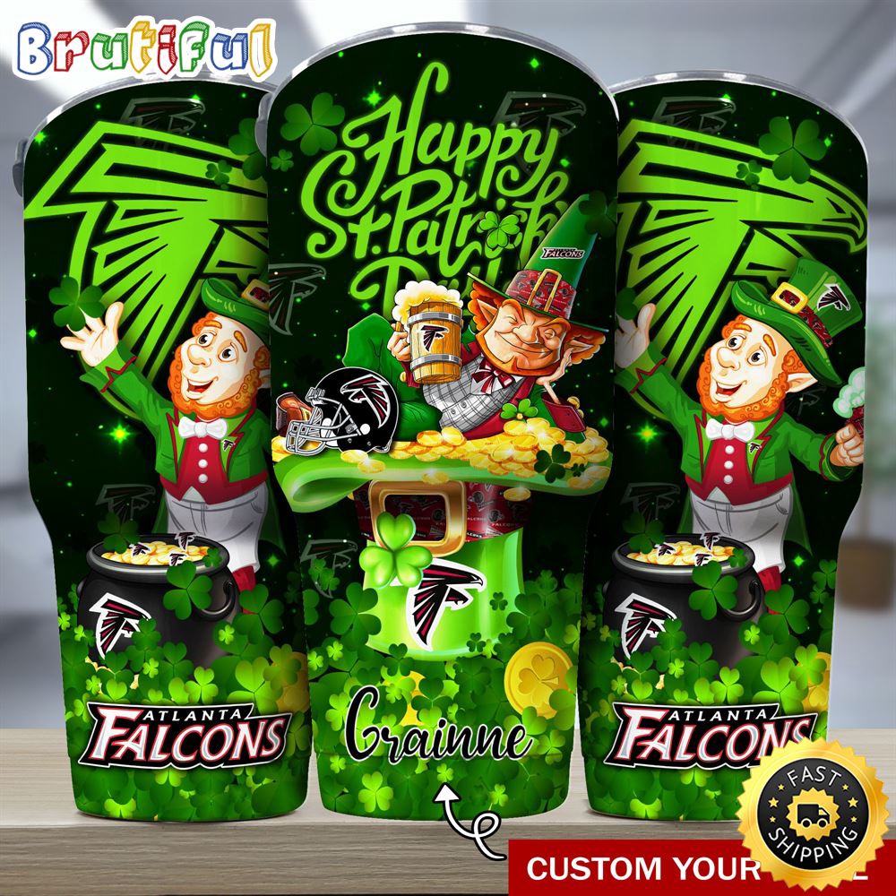 Custom Name NFL Atlanta Falcons Tumbler The Saint Patricks Day Tumbler For Fans kok6mm.jpg