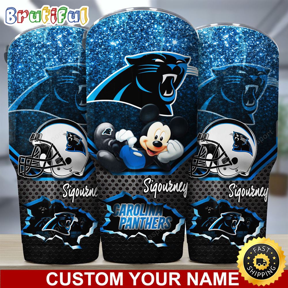 Custom Name NFL Carolina Panthers Tumbler Mickey Mouse Tumbler For Football Fans g8xmfj.jpg