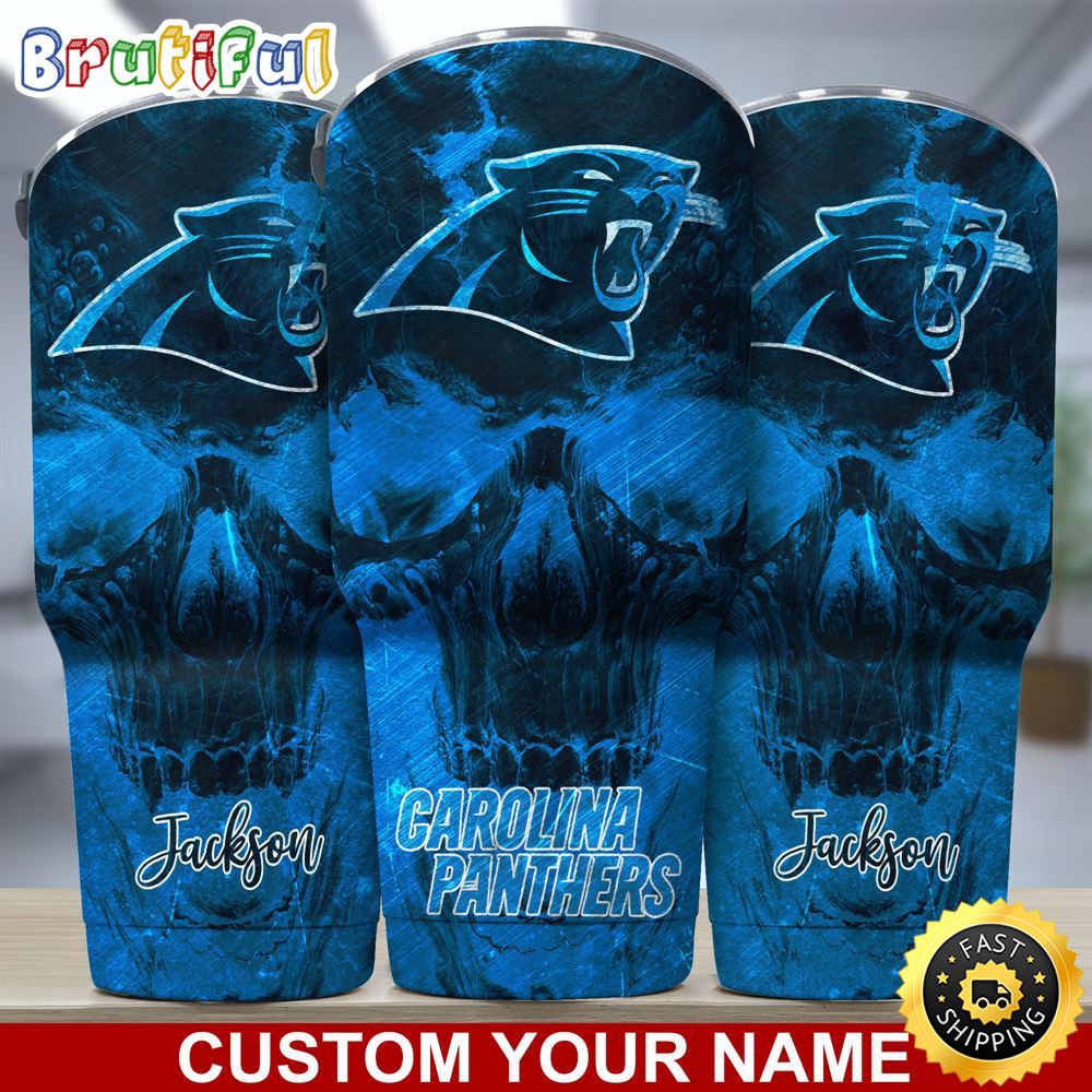 Custom Name NFL Carolina Panthers Tumbler Skull Pattern For Sports Fan d4dzvw.jpg
