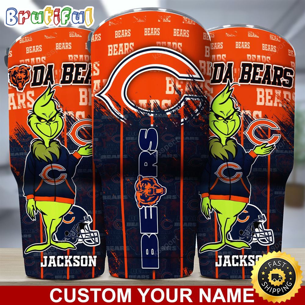 Custom Name NFL Chicago Bears Tumbler Grinch Tumbler For Fans q6qauo.jpg