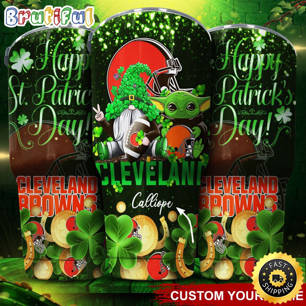 Custom Name NFL Cleveland Browns Tumbler Baby Yoda Happy Patricks Day Tumbler vihysa.jpg