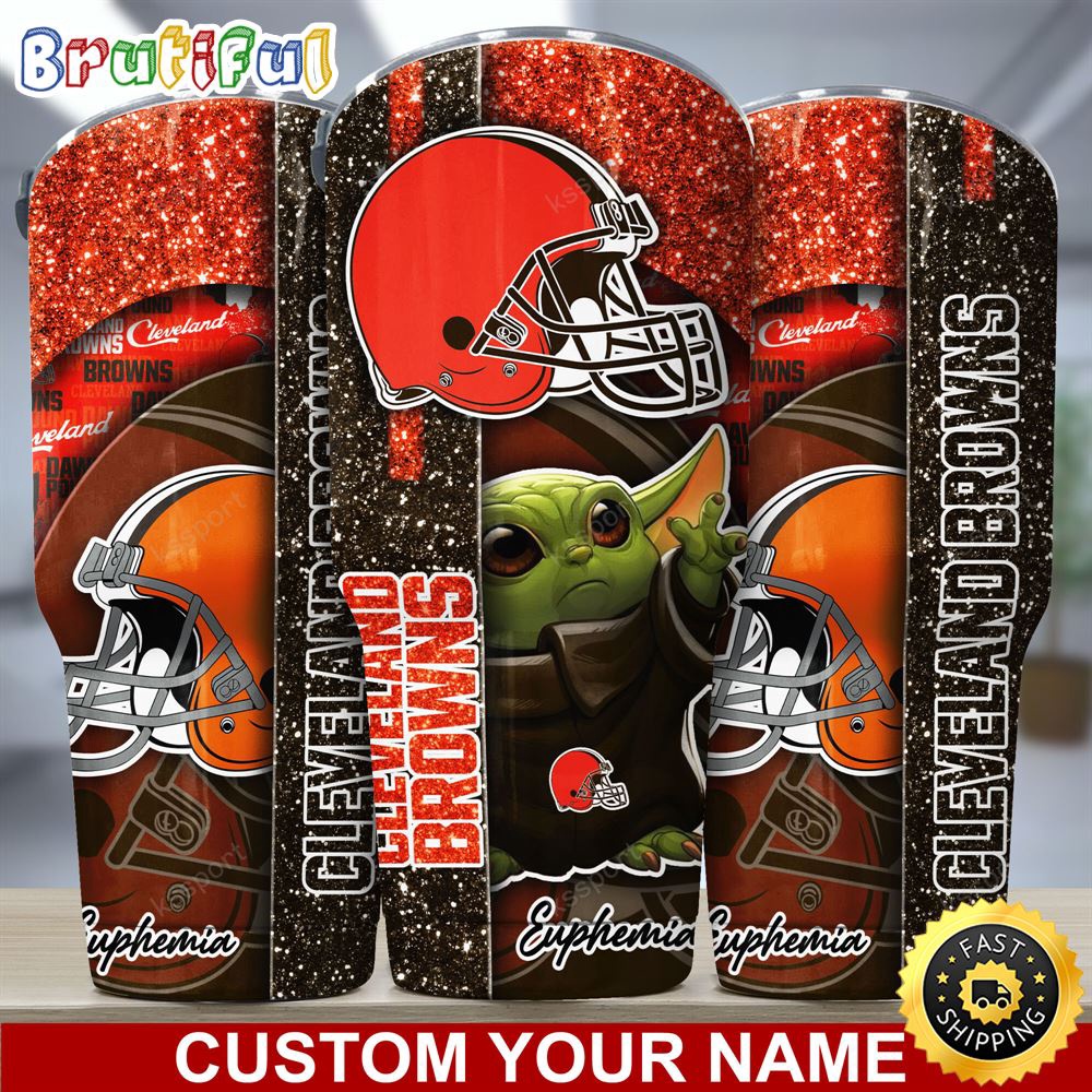 Custom Name NFL Cleveland Browns Tumbler Baby Yoda Tumbler For Fans wyihgv.jpg