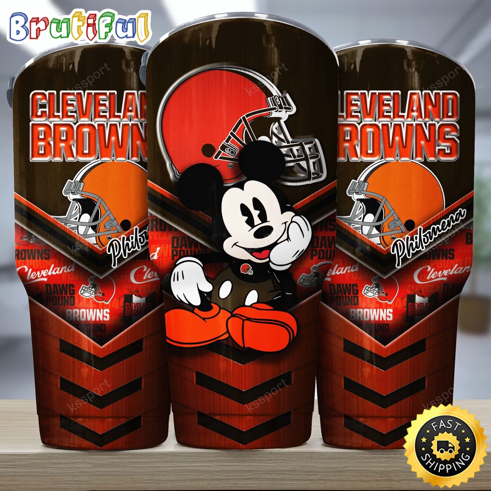 Custom Name NFL Cleveland Browns Tumbler Mickey And Logo Nfl Tumbler p6f2vg.jpg