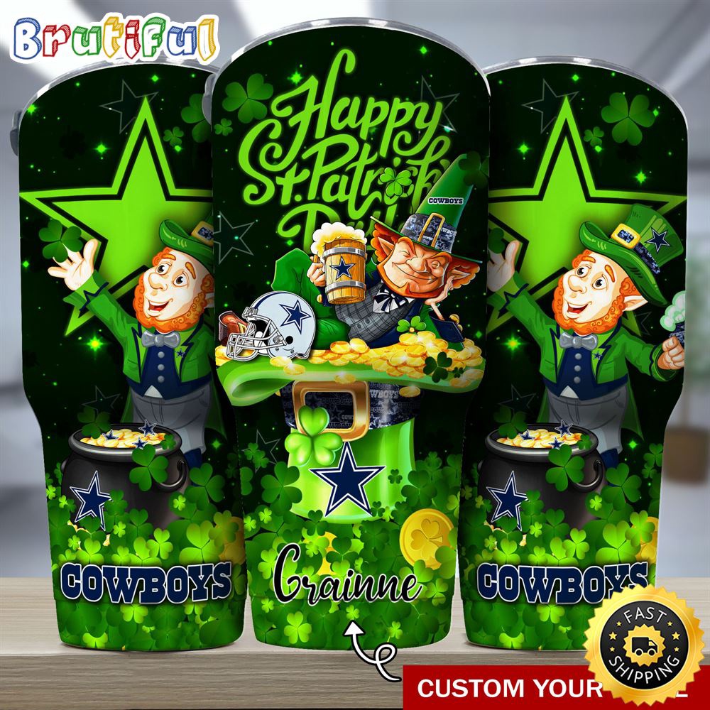 Custom Name NFL Dallas Cowboys Tumbler The Saint Patricks Day Tumbler For Fans avv7wf.jpg