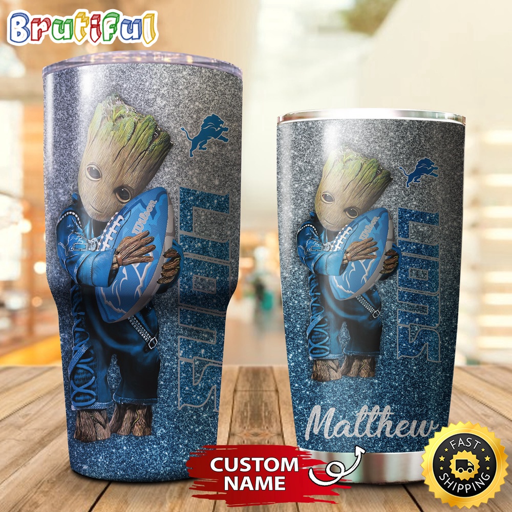 Custom Name NFL Detroit Lions Tumbler Baby Groot Loves Rugby Tumbler zn6uur.jpg